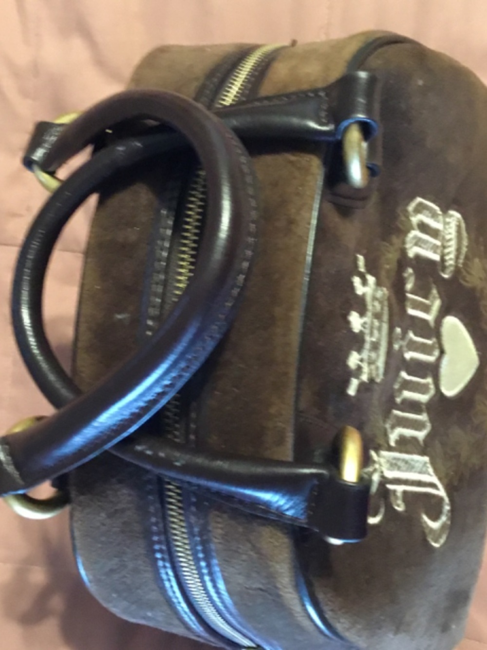 Vintage Juicy Couture Brown Velour Bowler purse Very good Condition - Picture 3 of 5